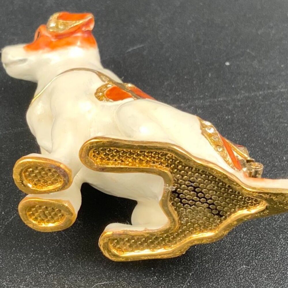 Jack Russell Dog Trinket Box Swarovski Crystals and Enameled Kingspoint - Picture 8 of 8